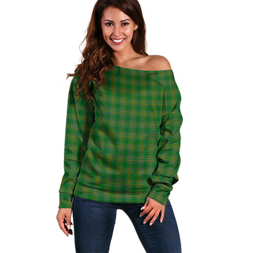 Ireland National Tartan Off Shoulder Women Sweater