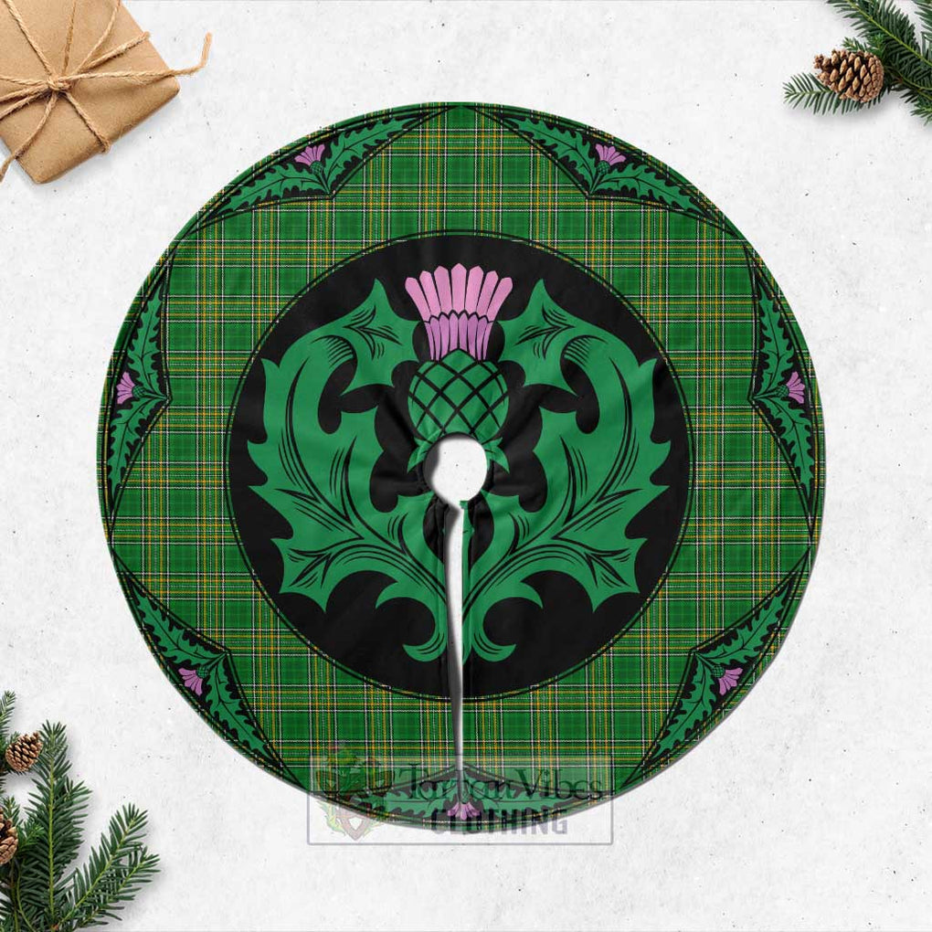 Ireland National Tartan Christmas Tree Skirt Scottish Thistle Style Casual Tree Skirts - Tartan Vibes Clothing