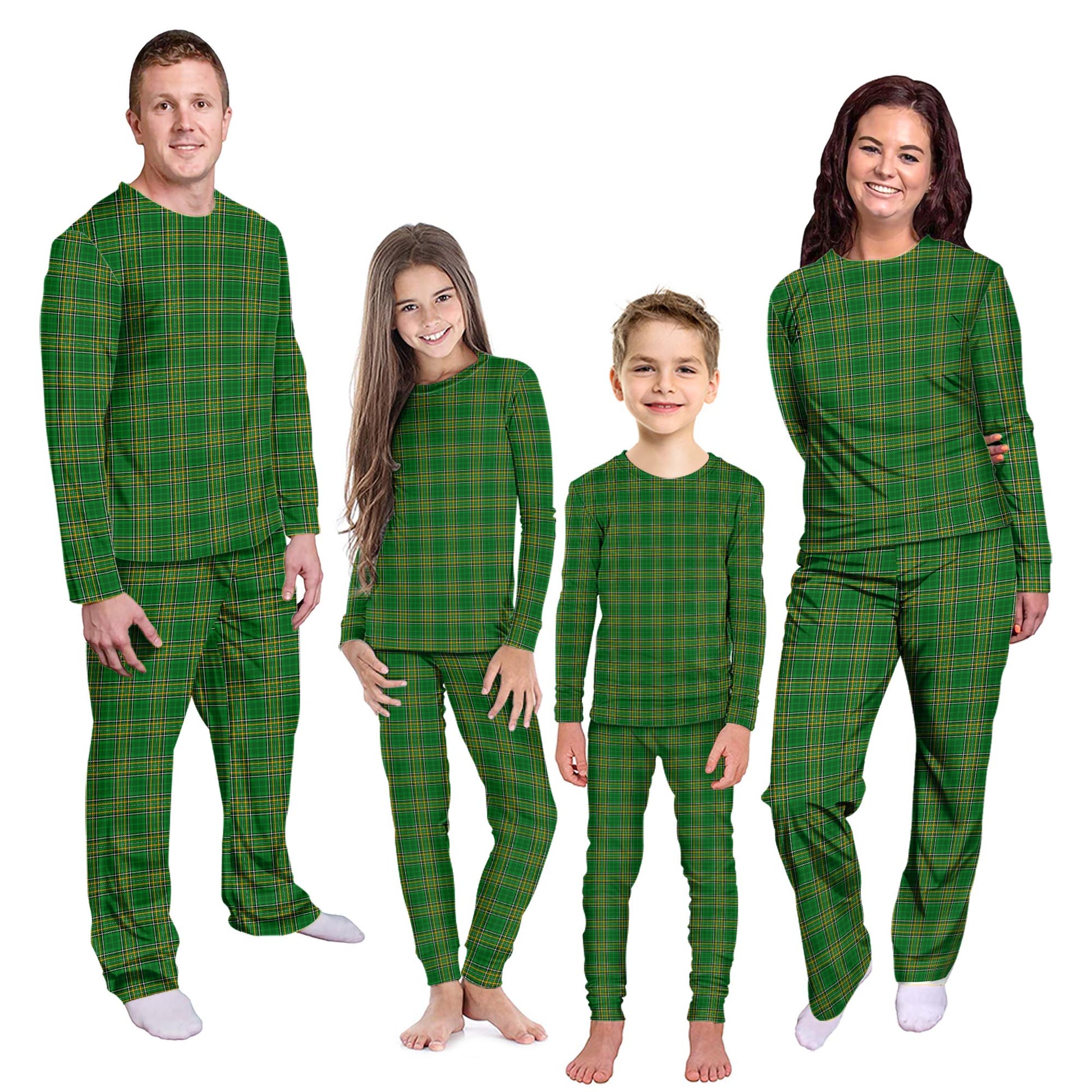 Ireland National Tartan Pajamas Family Set - Tartanvibesclothing