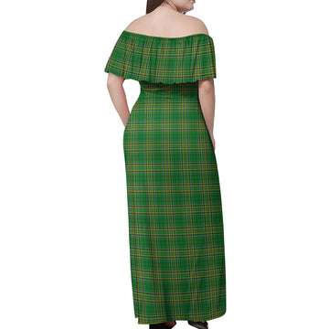 Ireland National Tartan Off Shoulder Long Dress