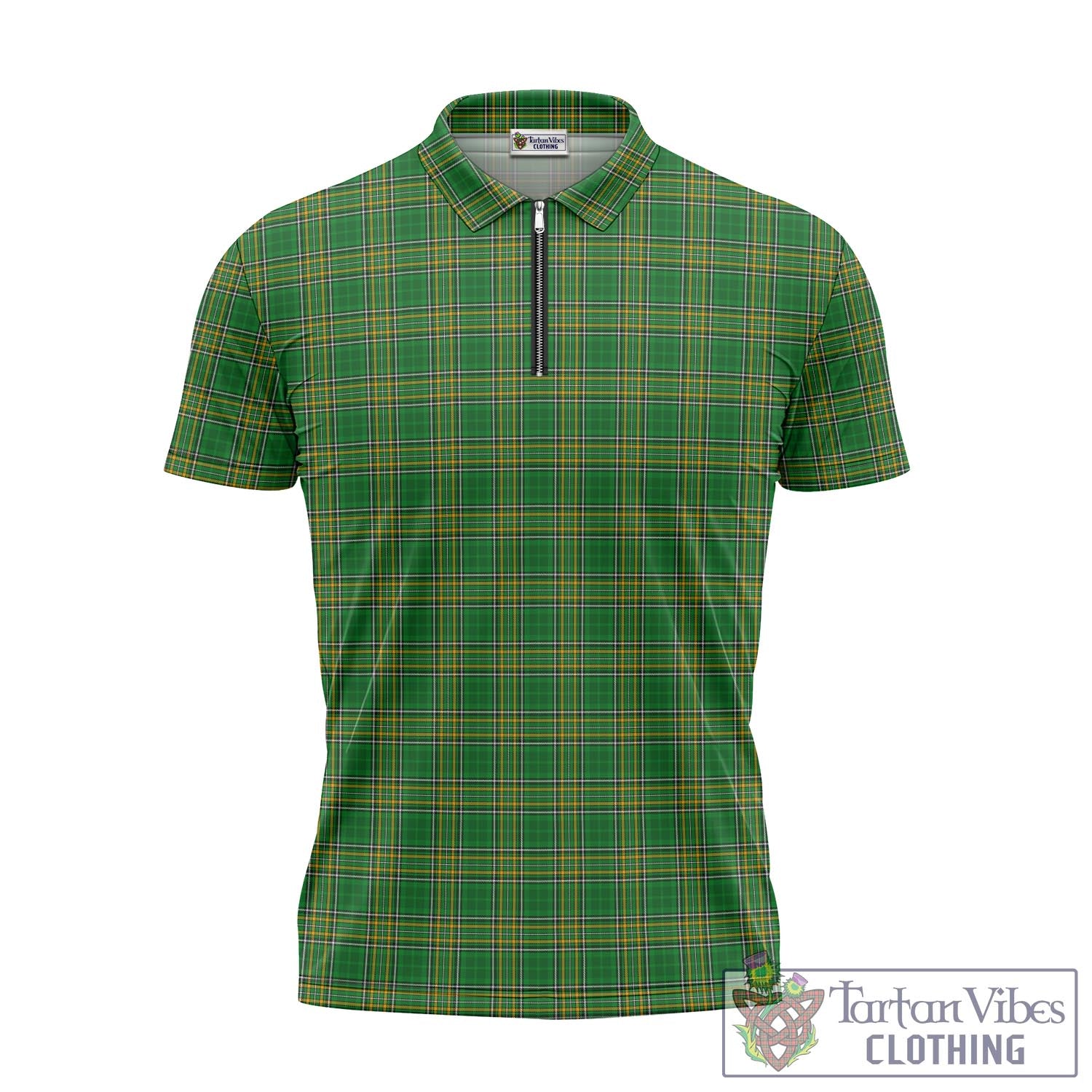 Tartan Vibes Clothing Ireland National Tartan Zipper Polo Shirt