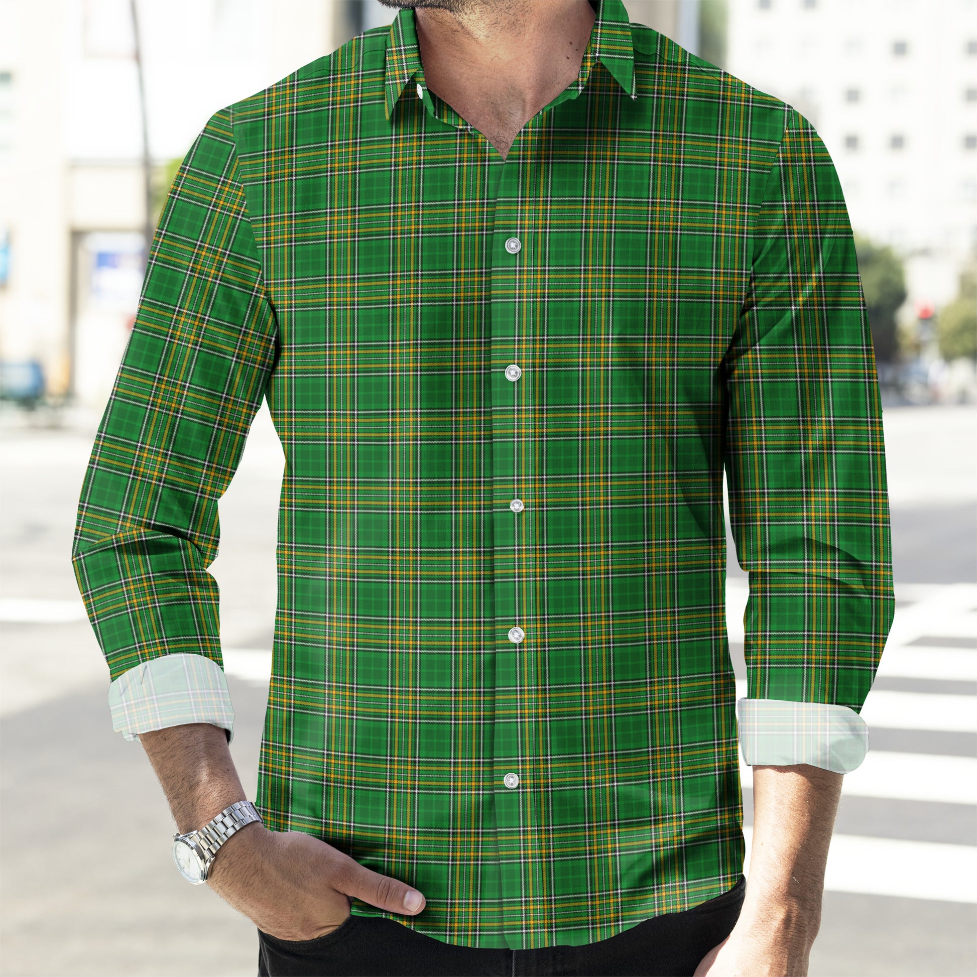 ireland-national-tartan-long-sleeve-button-up-shirt