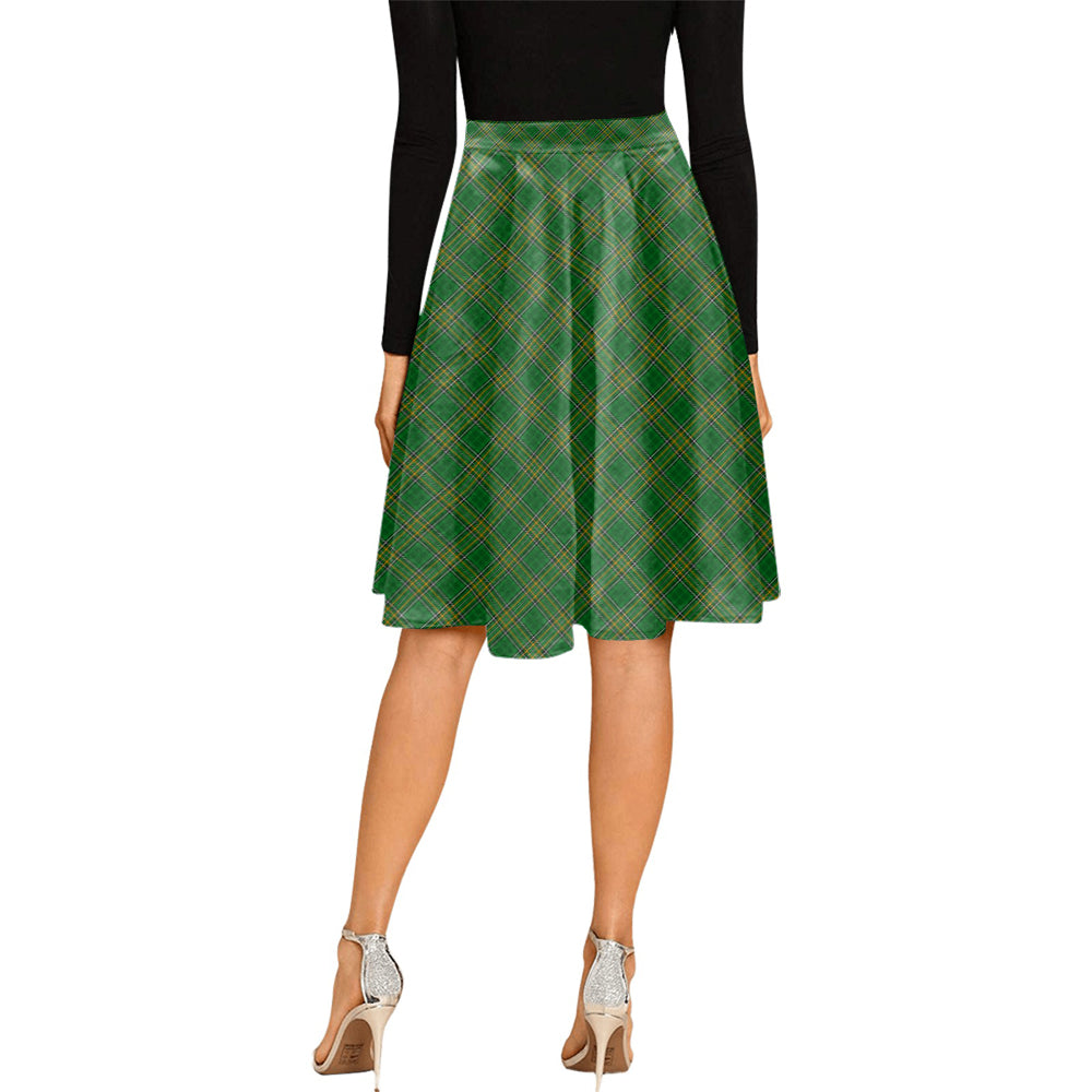Ireland National Tartan Melete Pleated Midi Skirt Cross Style - Tartan Vibes Clothing