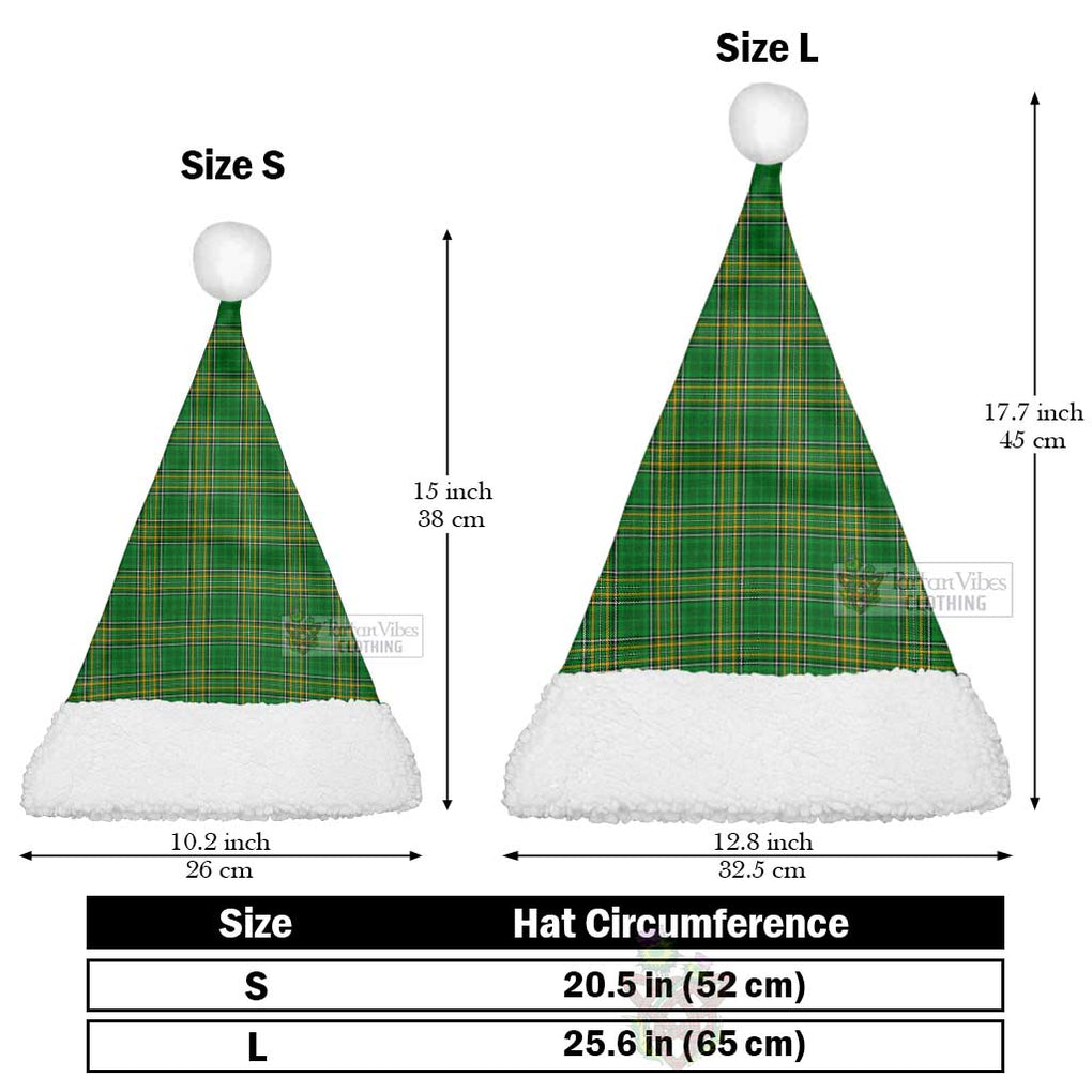 Ireland National Tartan Christmas Santa Hats Christmas Hat L 25.6in (65cm) - Tartan Vibes Clothing