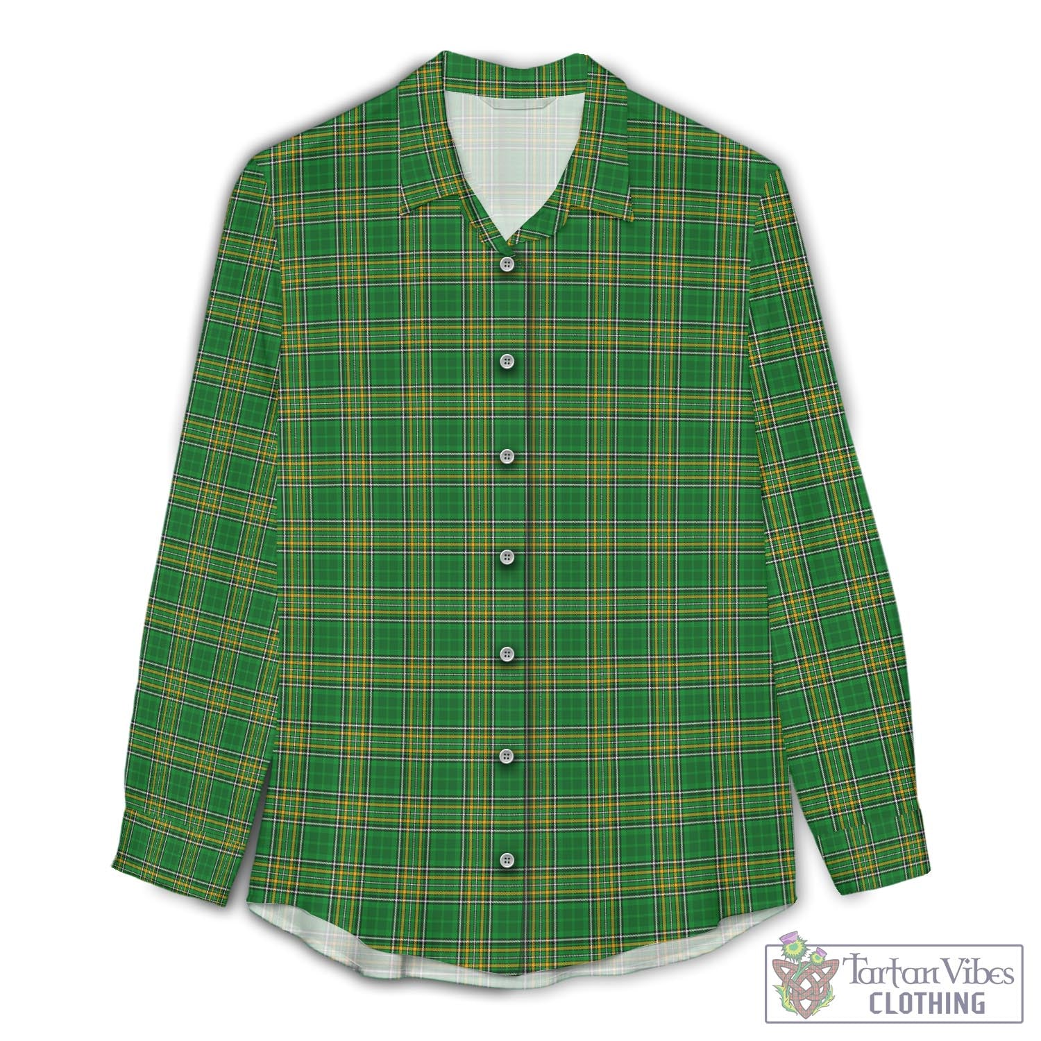 Ireland National Tartan Women's Casual Shirt - Tartan Vibes Clothing