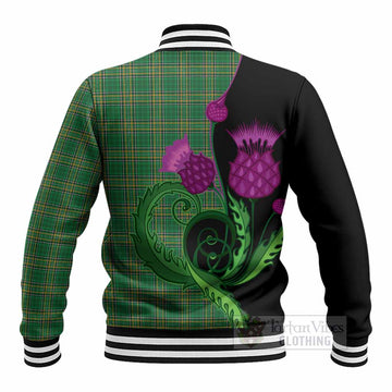 Ireland National Tartan Baseball Jacket Traditional Scottish Thistle