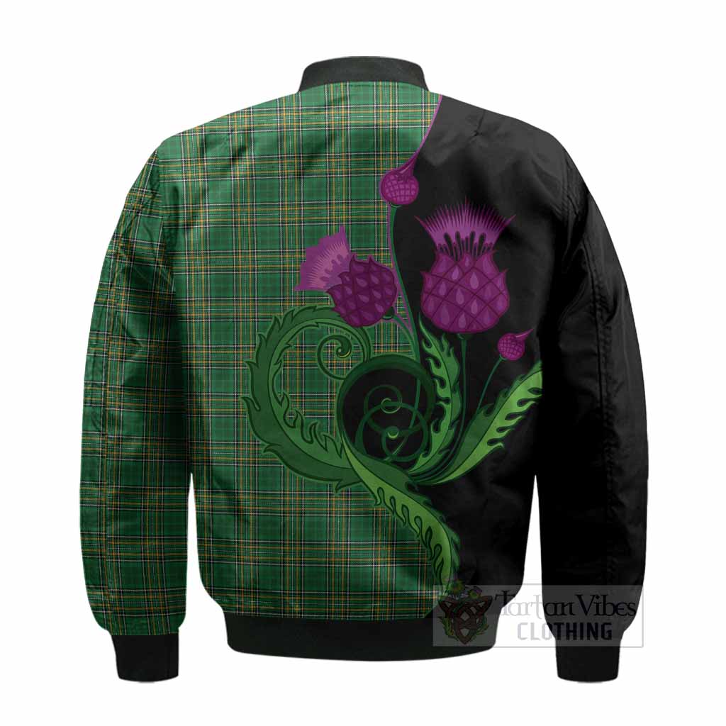 Ireland National Tartan Bomber Jacket Traditional Scottish Thistle