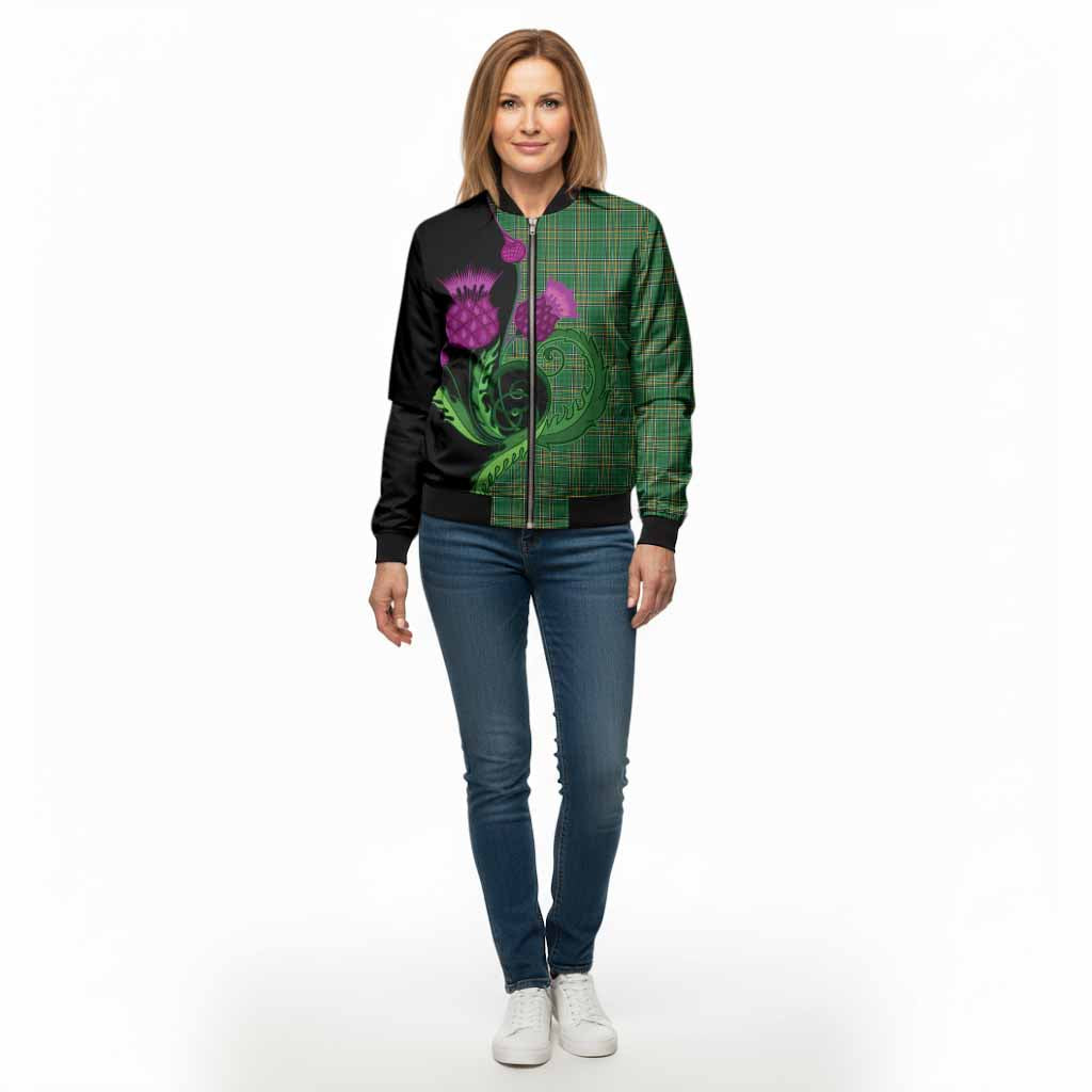 Ireland National Tartan Bomber Jacket Traditional Scottish Thistle