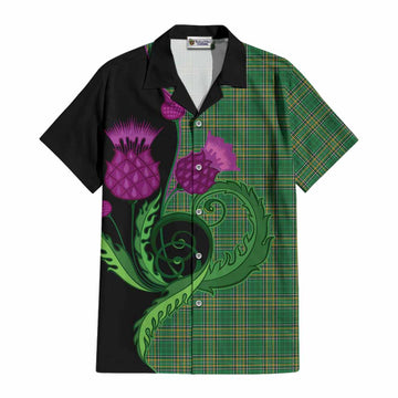 Ireland National Tartan Cotton Hawaiian Shirt Traditional Scottish Thistle