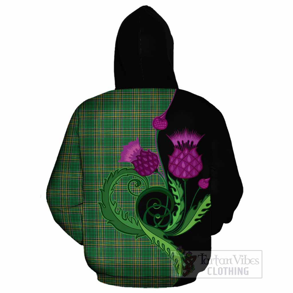 Ireland National Tartan Cotton Hoodie Traditional Scottish Thistle