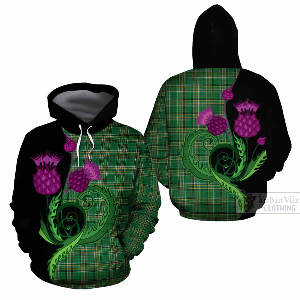Ireland National Tartan Cotton Hoodie Traditional Scottish Thistle