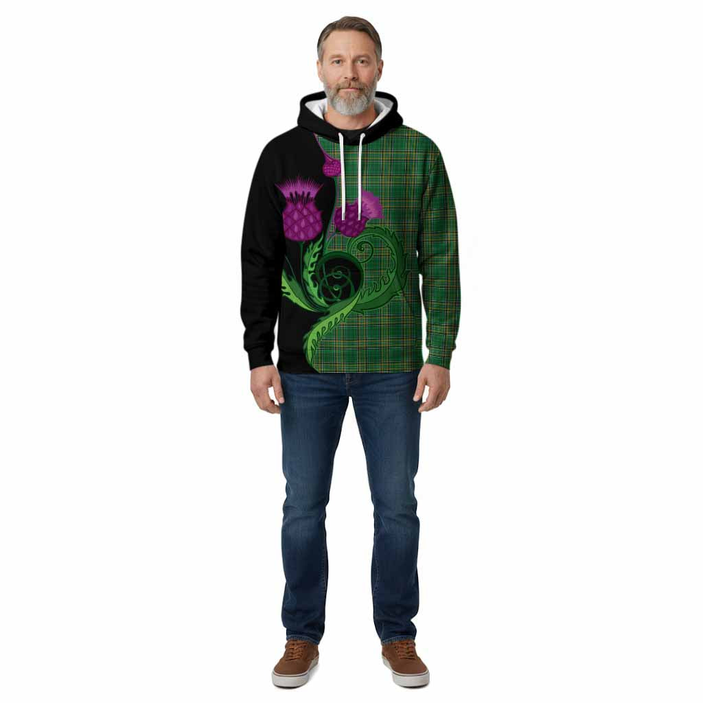 Ireland National Tartan Cotton Hoodie Traditional Scottish Thistle