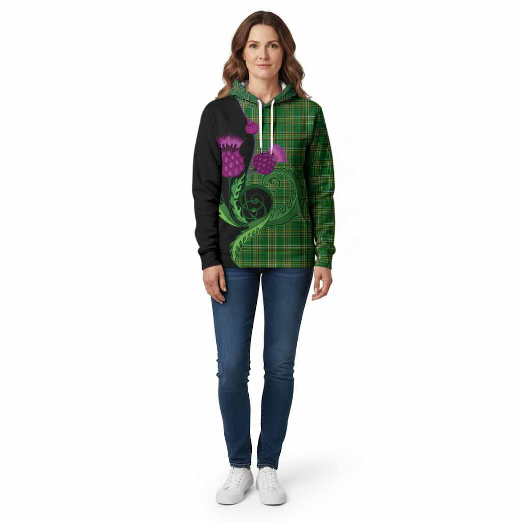 Ireland National Tartan Cotton Hoodie Traditional Scottish Thistle