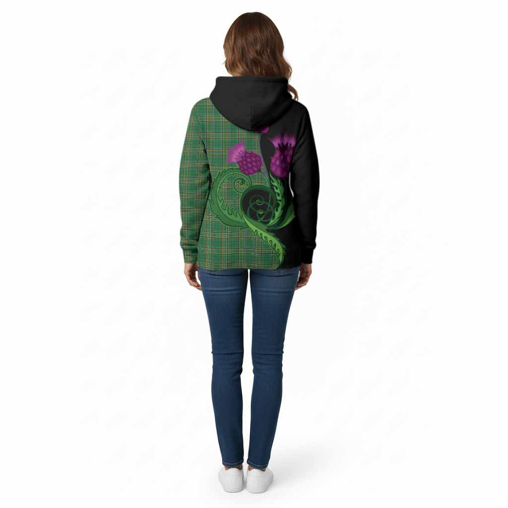 Ireland National Tartan Cotton Hoodie Traditional Scottish Thistle