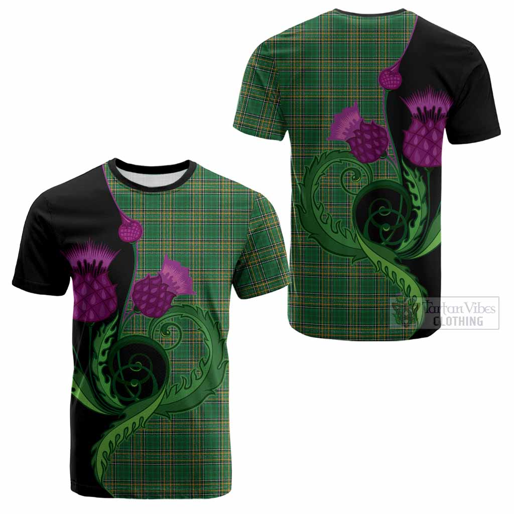 Ireland National Tartan Cotton T-shirt Traditional Scottish Thistle
