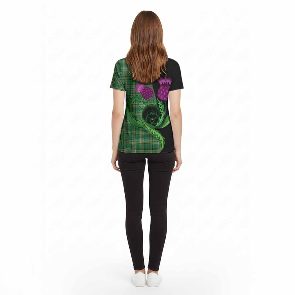 Ireland National Tartan Cotton T-shirt Traditional Scottish Thistle