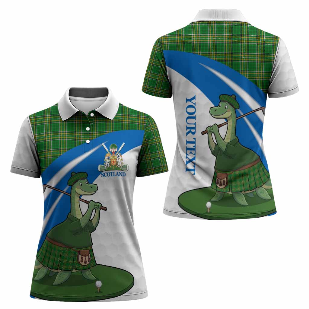 Ireland National Tartan Crest Golf Nessie Women Polo Shirt Loch Ness Monster Sporty Style