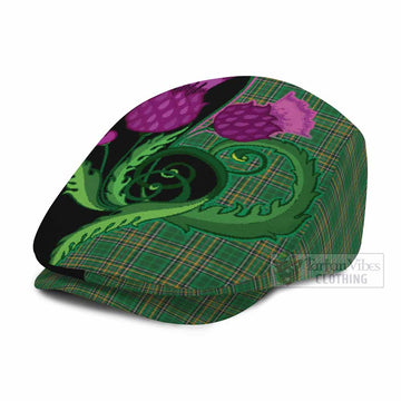 Ireland National Tartan Flat Cap, Jeff Cap Traditional Scottish Thistle