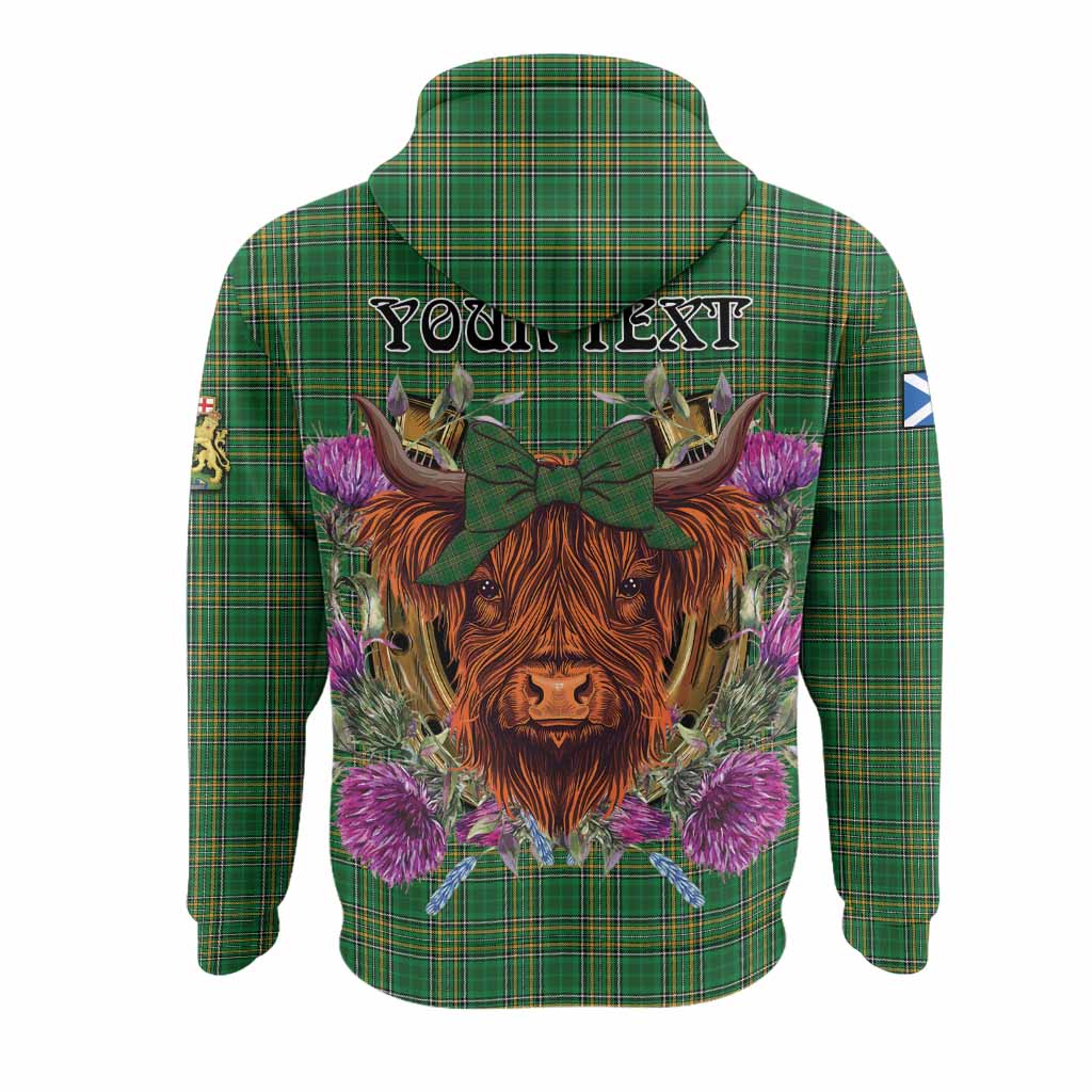 Ireland National Tartan Hoodie Scottish Thistle Heilan Coo