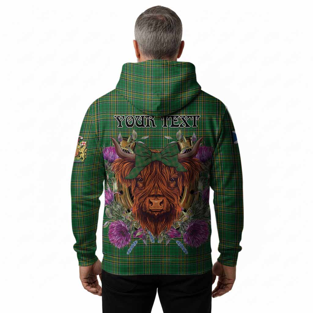 Ireland National Tartan Hoodie Scottish Thistle Heilan Coo