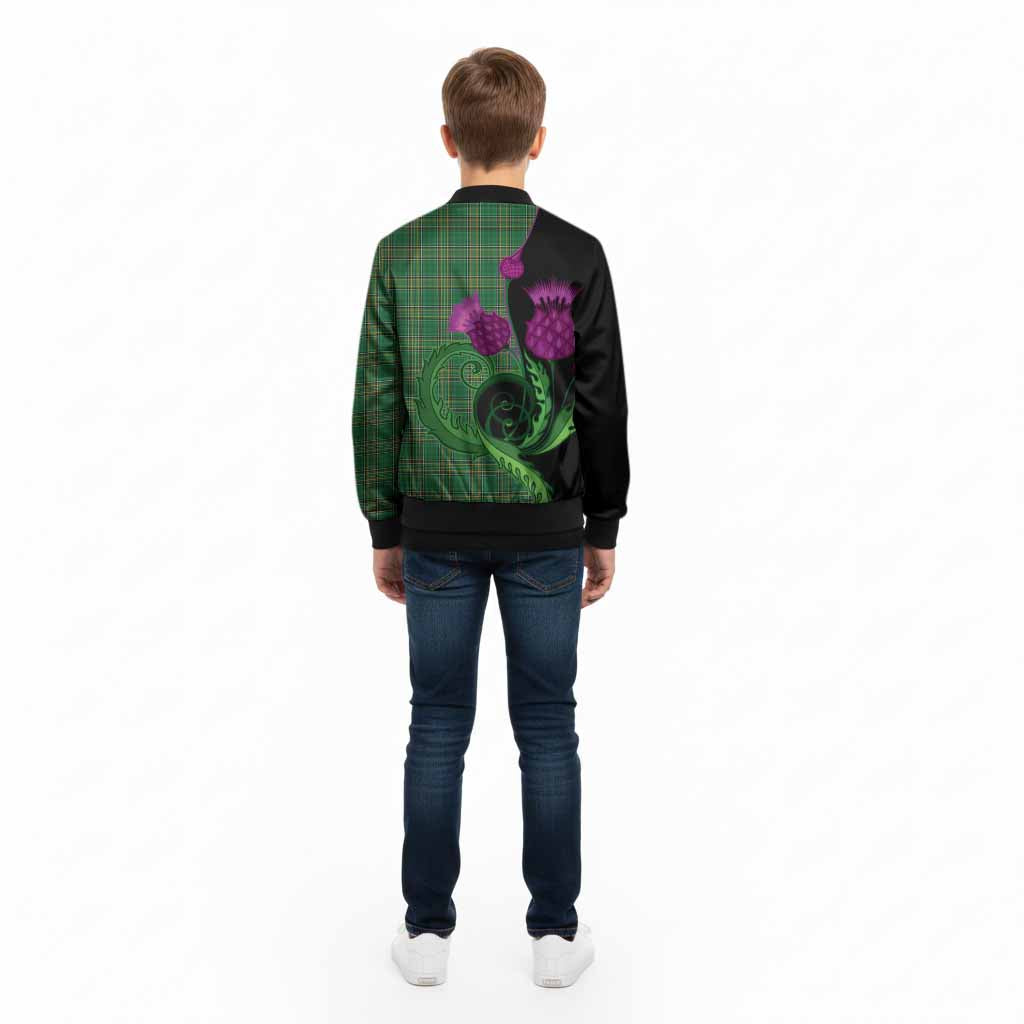 Ireland National Tartan Kid Bomber Jacket Traditional Scottish Thistle