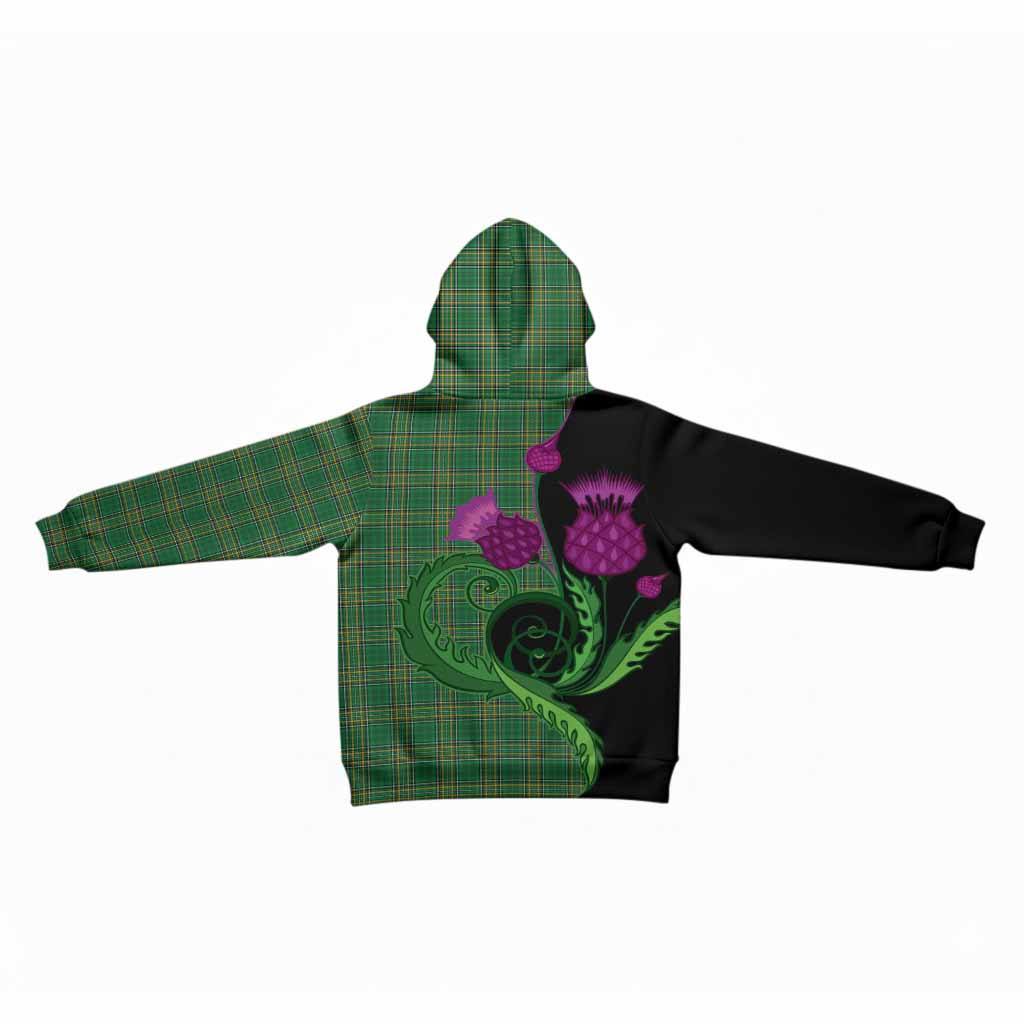 Ireland National Tartan Kid Hoodie Traditional Scottish Thistle