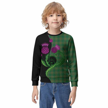 Ireland National Tartan Kid Knitted Sweatshirt Traditional Scottish Thistle