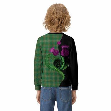 Ireland National Tartan Kid Knitted Sweatshirt Traditional Scottish Thistle