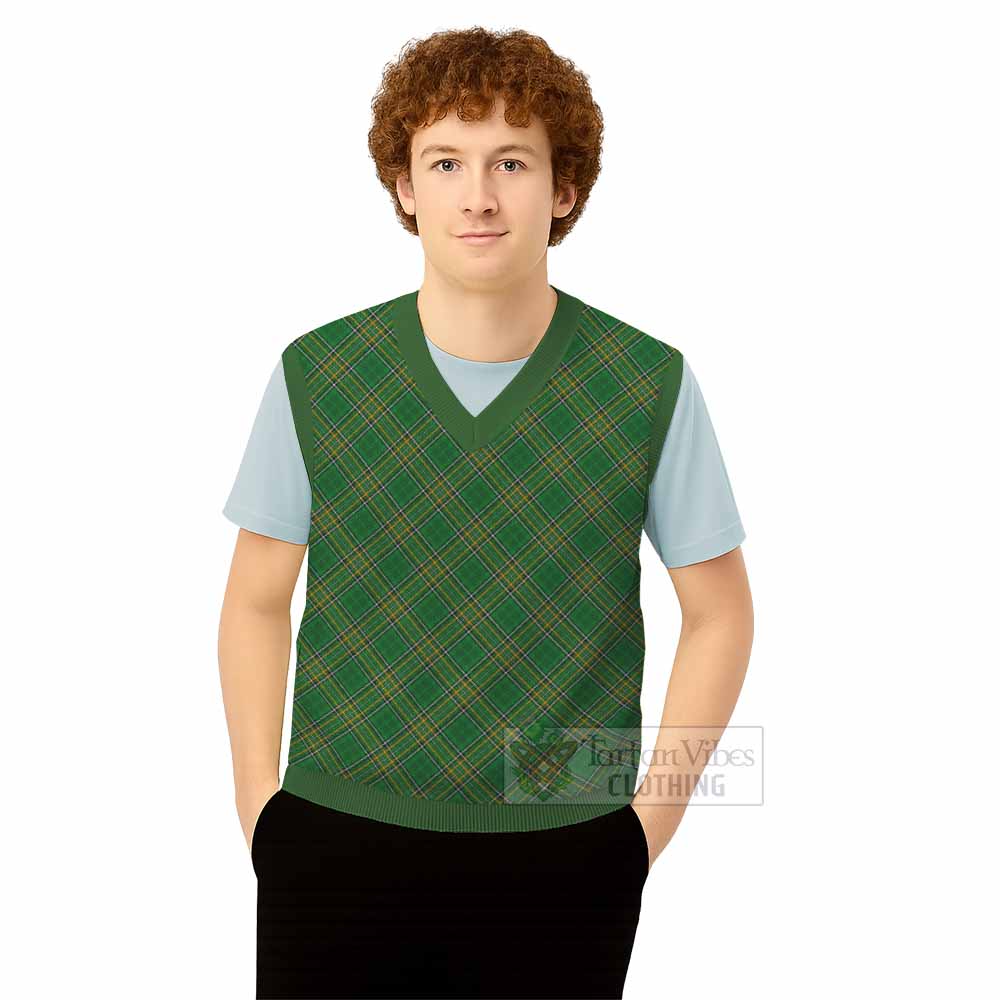 Ireland National Tartan  Knitted V-Neck Vest Cross Style