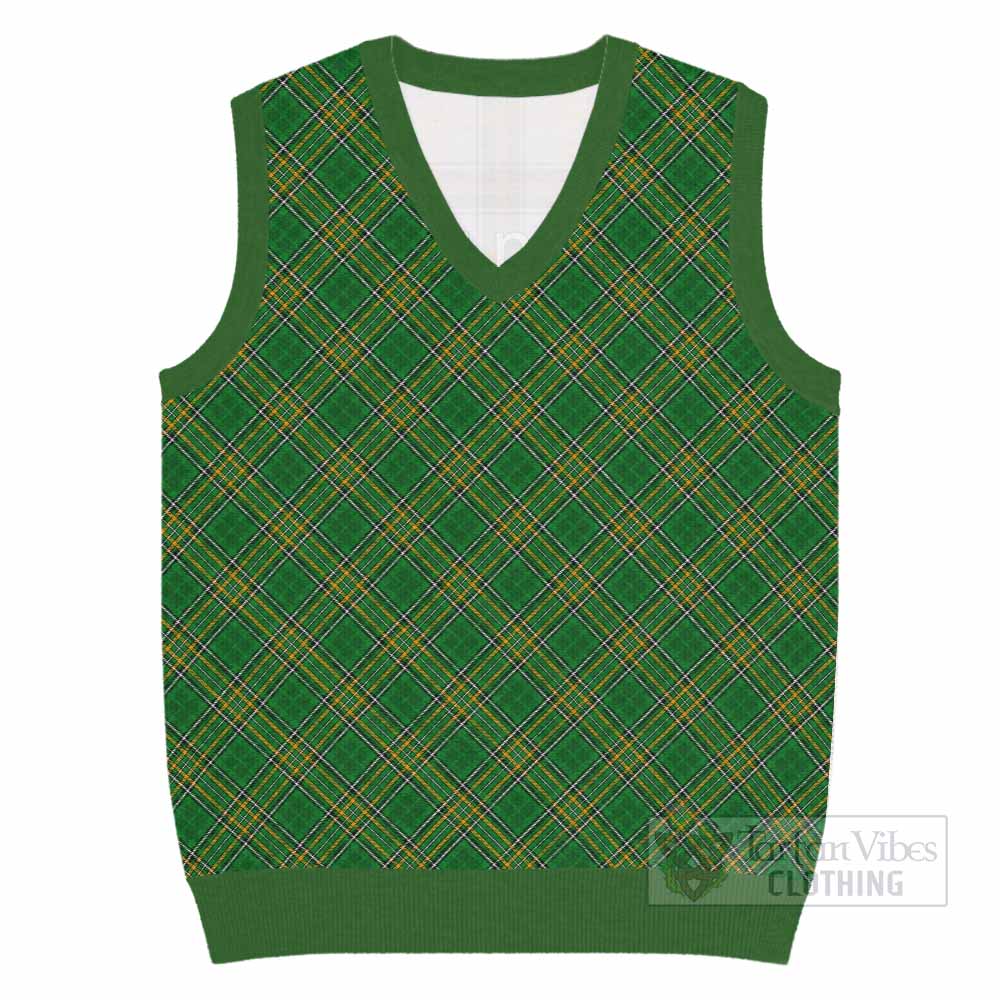 Ireland National Tartan  Knitted V-Neck Vest Cross Style