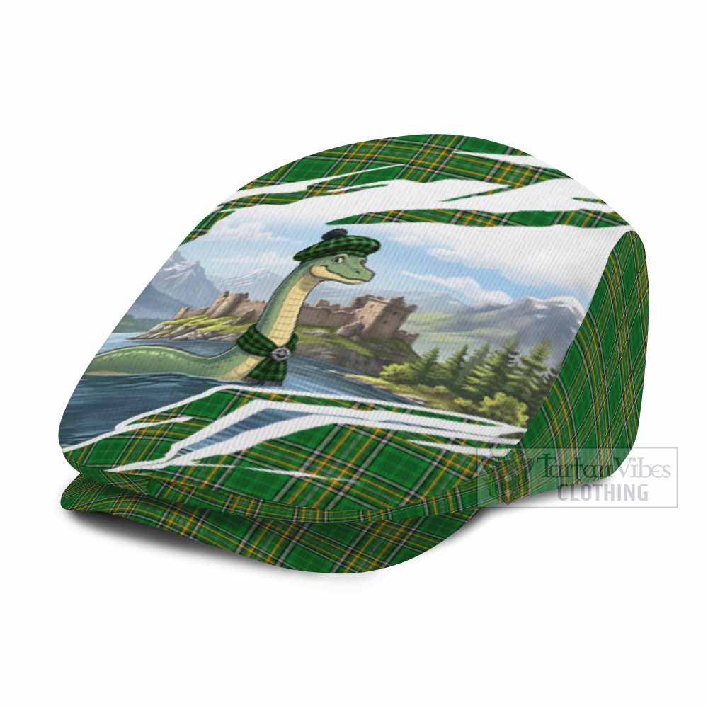 Ireland National Tartan Loch Ness Monster Scottish Heritage Art Flat Cap, Jeff Cap
