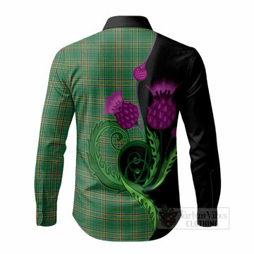 Ireland National Tartan Long Sleeve Button Shirts Traditional Scottish Thistle