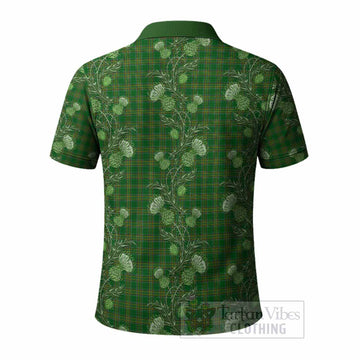 Ireland National Tartan Polo Shirt Seamless Scottish Thistle Flowers