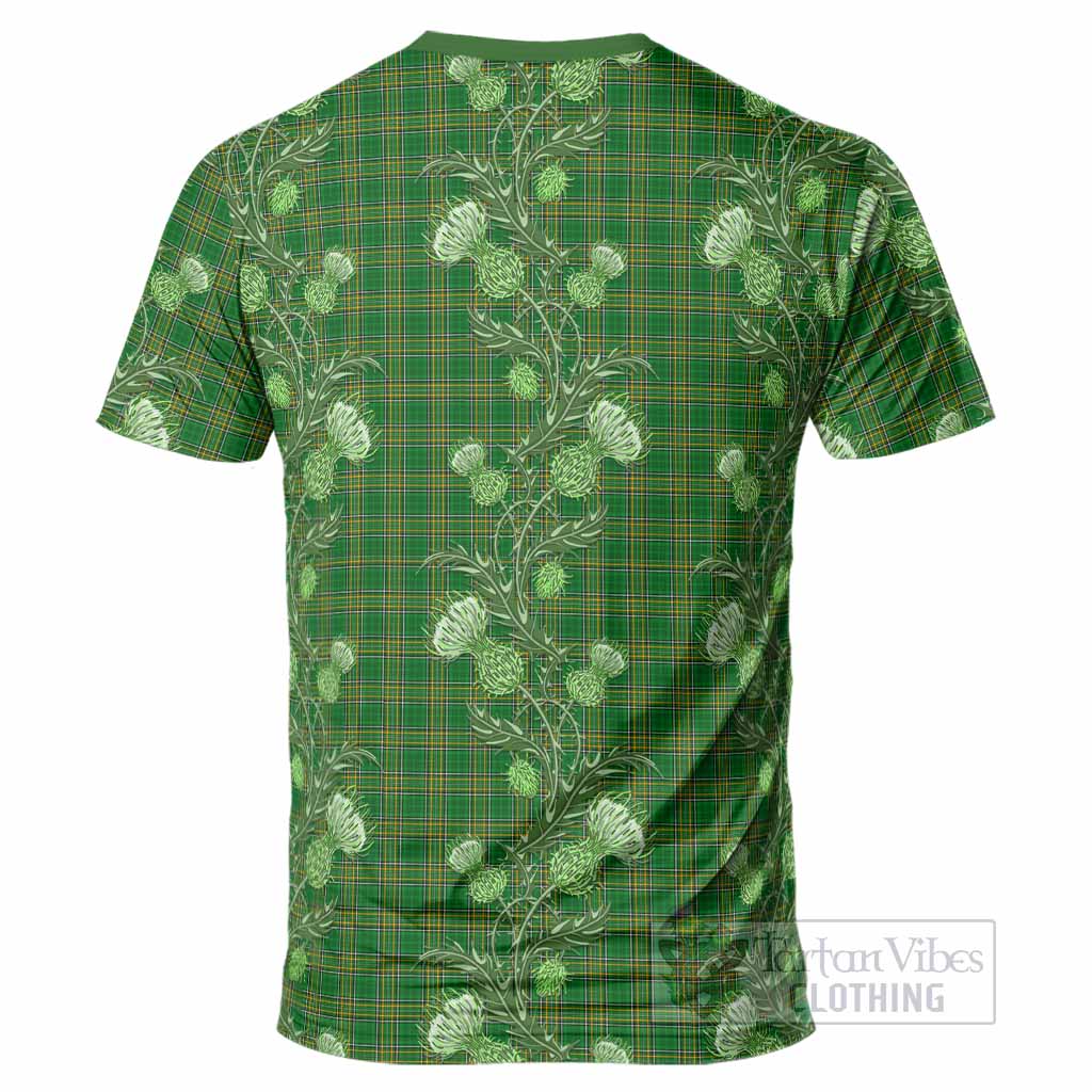Ireland National Tartan T-Shirt Seamless Scottish Thistle Flowers