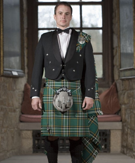 Man wearing a modern Irish kilt, a later addition to Irish cultural dress