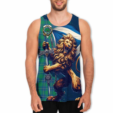 Tartan Vibes Clothing Irvine Tartan Family Crest Men's Tank Top with Scottish Majestic Lion