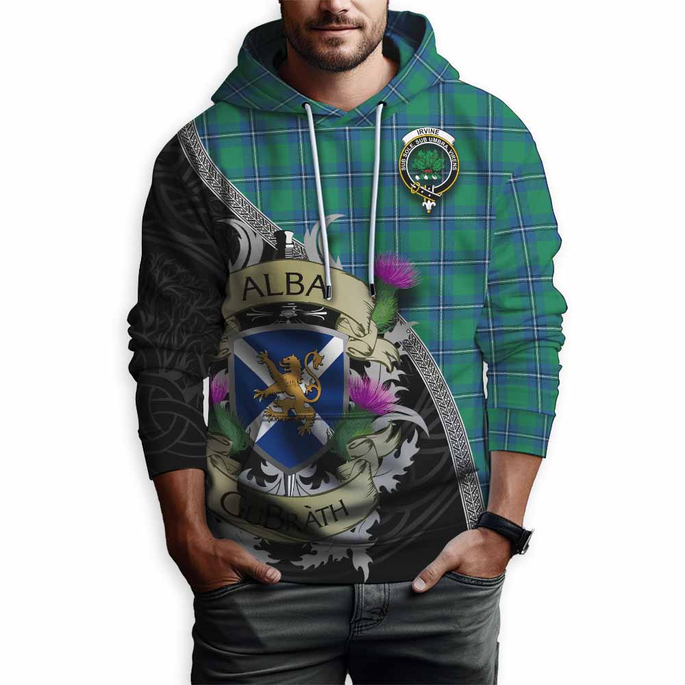 Tartan Vibes Clothing Irvine Tartan Family Crest Hoodie Lion Rampant Royal Thistle Shield Celtic Inspired