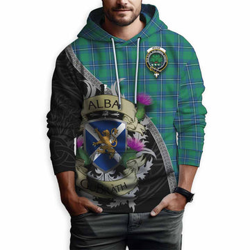 Irvine Tartan Family Crest Hoodie Lion Rampant Royal Thistle Shield Celtic Inspired