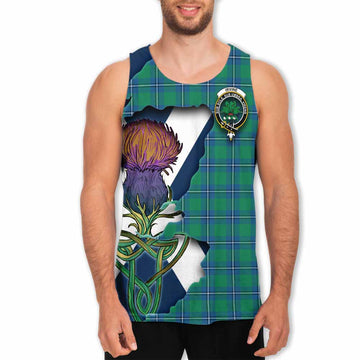 Tartan Vibes Clothing Irvine Tartan Family Crest Men's Tank Top Scottish Thistle Celtic Inspired