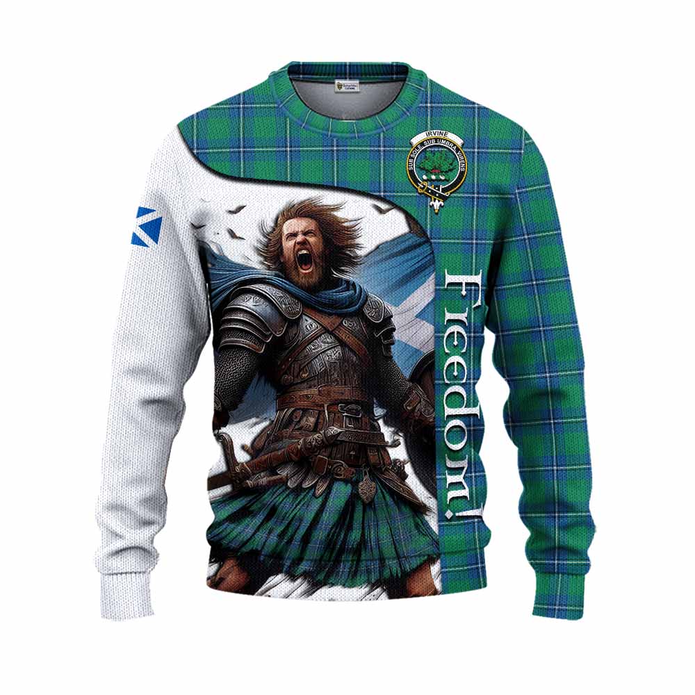 Tartan Vibes Clothing Irvine Crest Tartan Knitted Sweater Inspired by the Freedom of Scottish Warrior