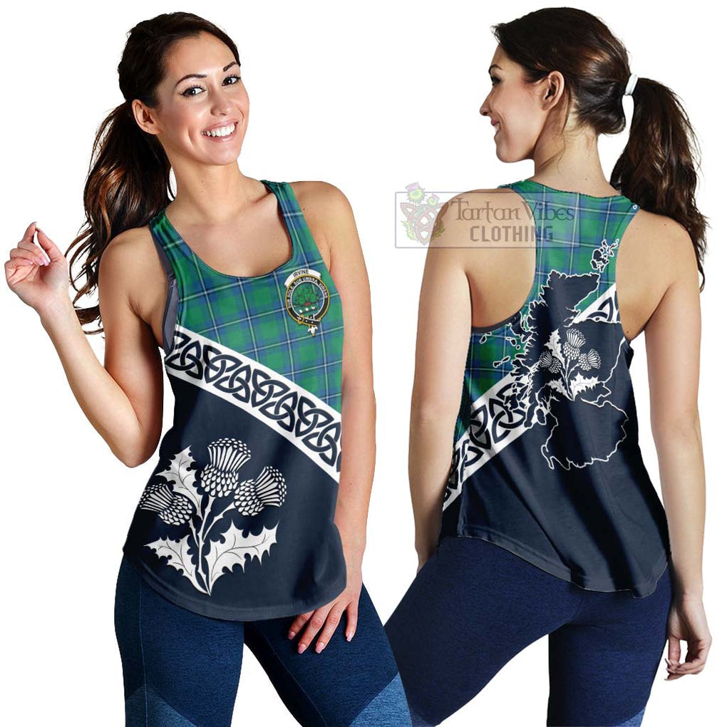 Tartan Vibes Clothing Irvine Tartan Women's Racerback Tanks Featuring Thistle and Scotland Map