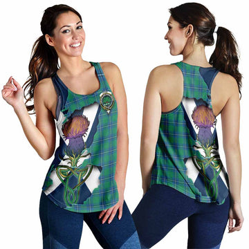 Tartan Vibes Clothing Irvine Tartan Family Crest Women's Racerback Tanks Scottish Thistle Celtic Inspired