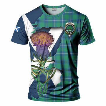Tartan Vibes Clothing Irvine Tartan Family Crest T-Shirt Scottish Thistle Celtic Inspired