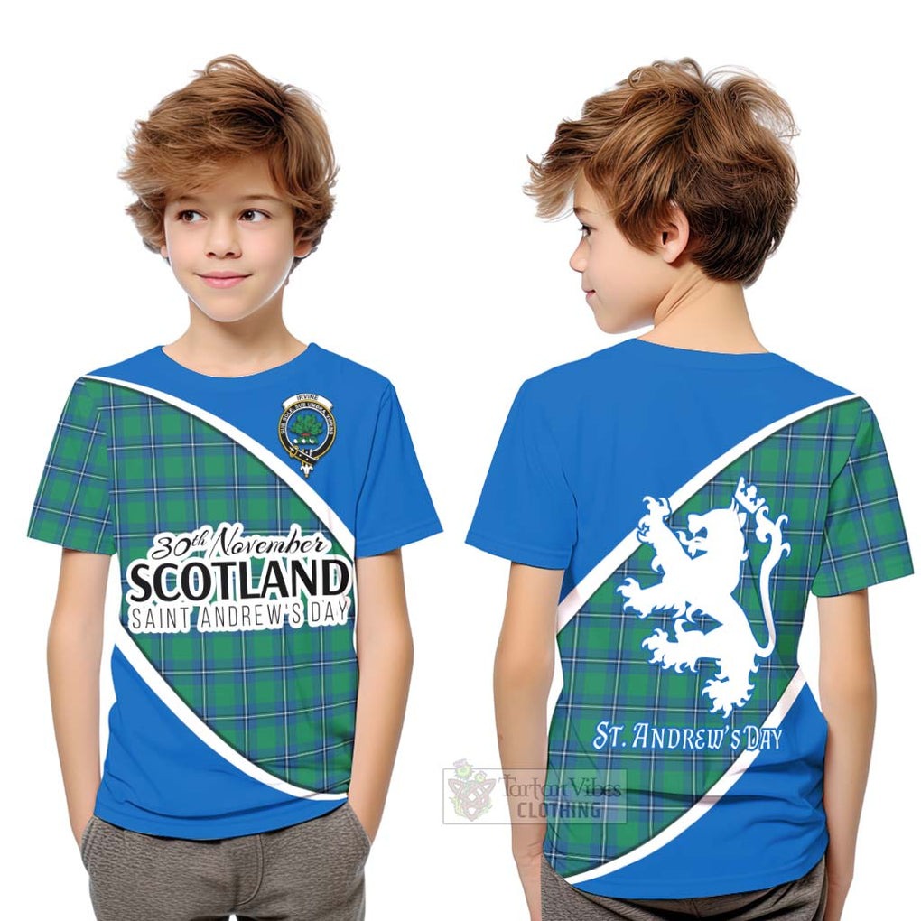 Tartan Vibes Clothing Irvine Family Crest Tartan Kid T-Shirt Celebrate Saint Andrew's Day in Style