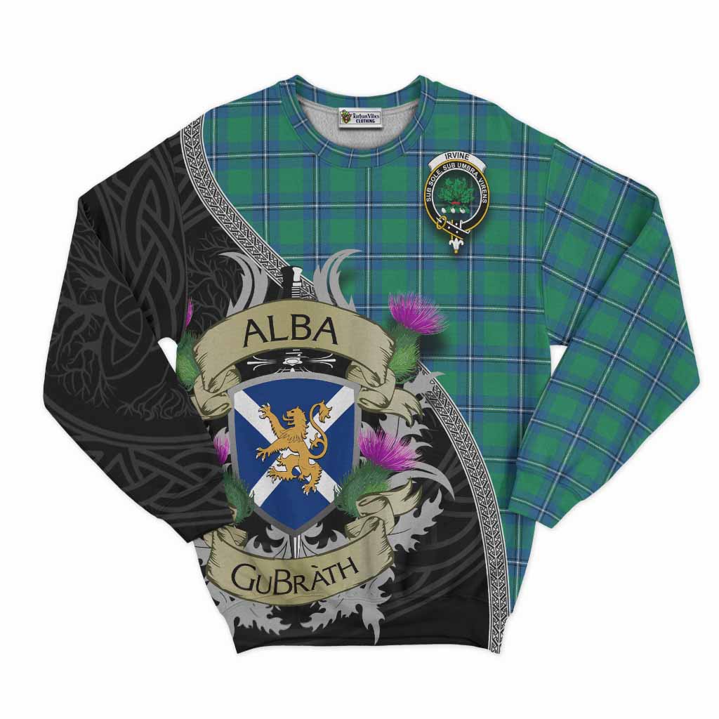 Tartan Vibes Clothing Irvine Tartan Family Crest Sweatshirt Lion Rampant Royal Thistle Shield Celtic Inspired