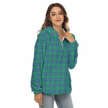 Irvine Tartan Women's Borg Fleece Hoodie with Half Zip