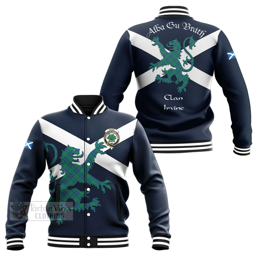 Irvine Tartan Lion Rampant Baseball Jacket Proudly Display Your Heritage with Alba Gu Brath and Clan Name Unisex - Tartan Vibes Clothing