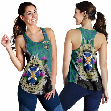 Tartan Vibes Clothing Irvine Tartan Family Crest Women's Racerback Tanks Lion Rampant Royal Thistle Shield Celtic Inspired