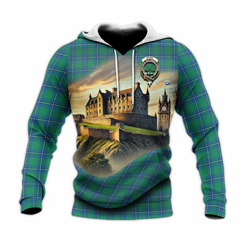 Irvine Tartan Family Crest Knitted Hoodie with Scottish Ancient Castle Style