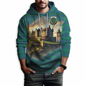 Irvine Tartan Family Crest Hoodie with Scottish Ancient Castle Style